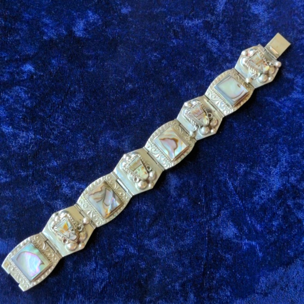Vintage Southwestern Aztec Warrior Gods panel link bracelet